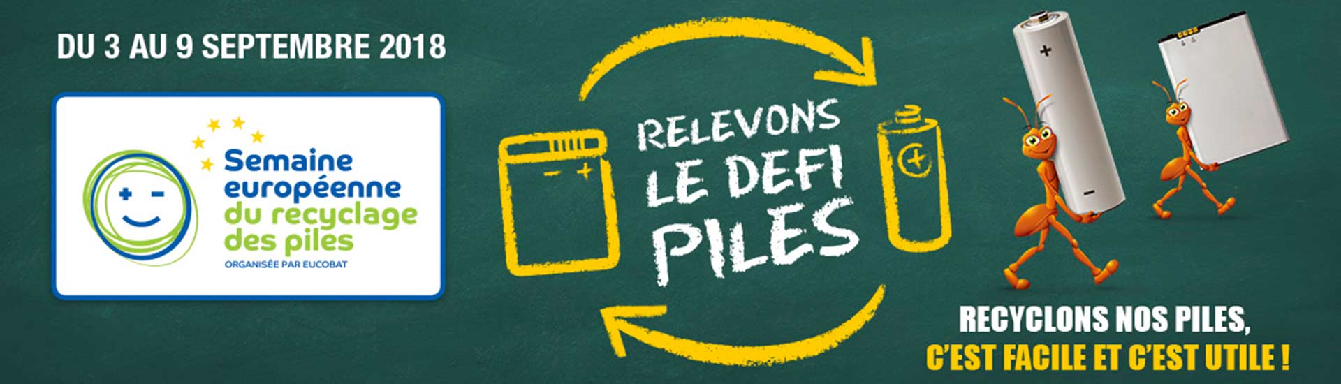 Bannière de la semaine européenne de recyclage des piles