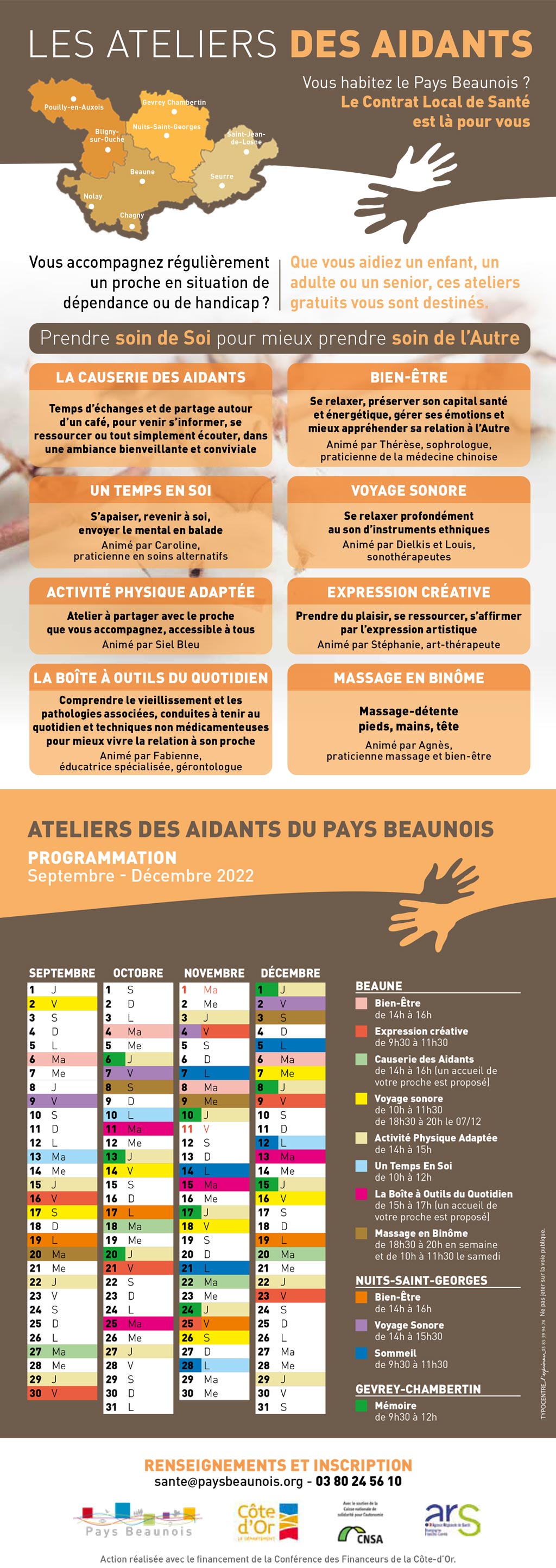 Affiche programme de l'atelier des aidants du Pays Beaunois