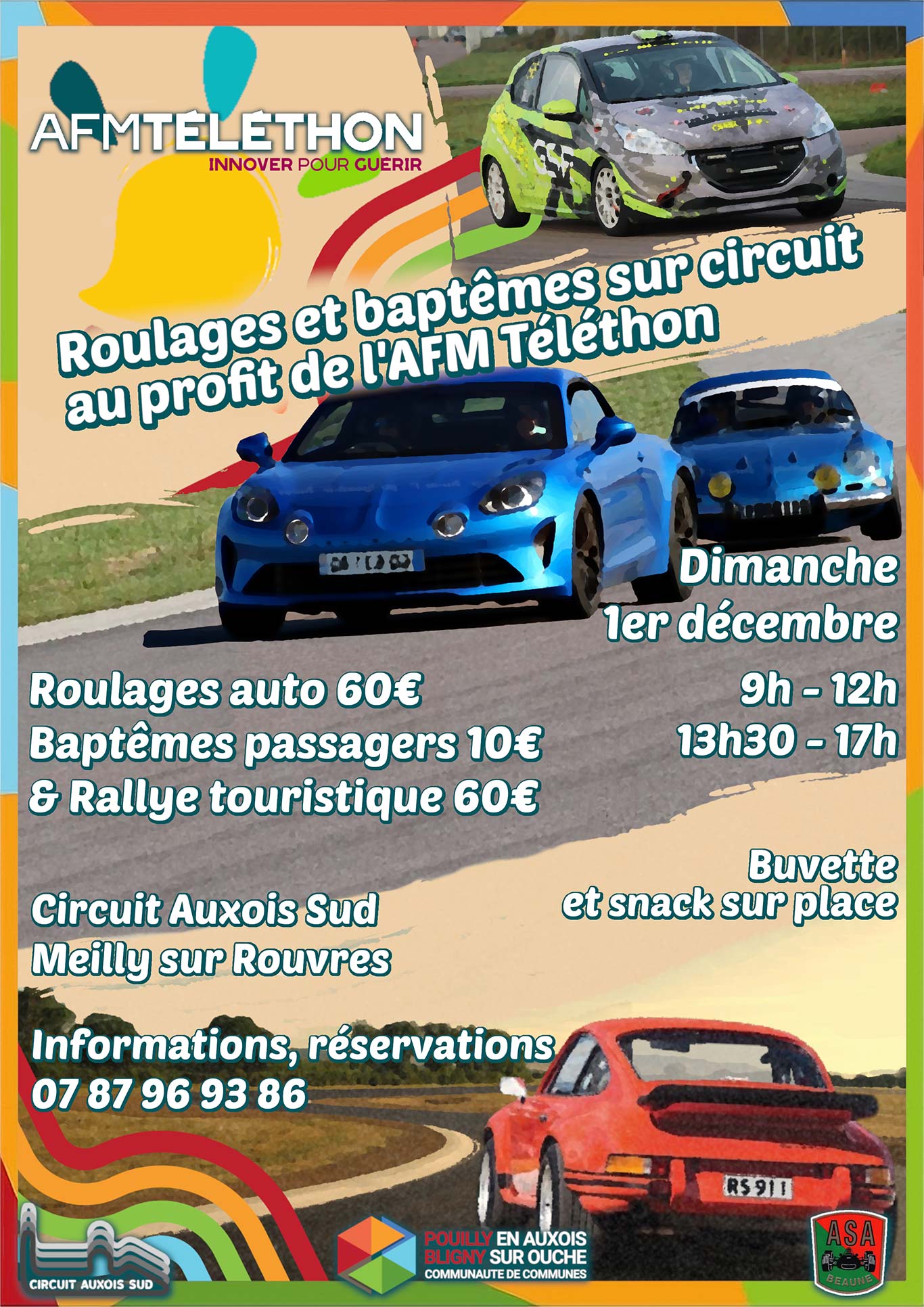 Affiche du Téléthon 2024 au Circuit de l'Auxois Sud