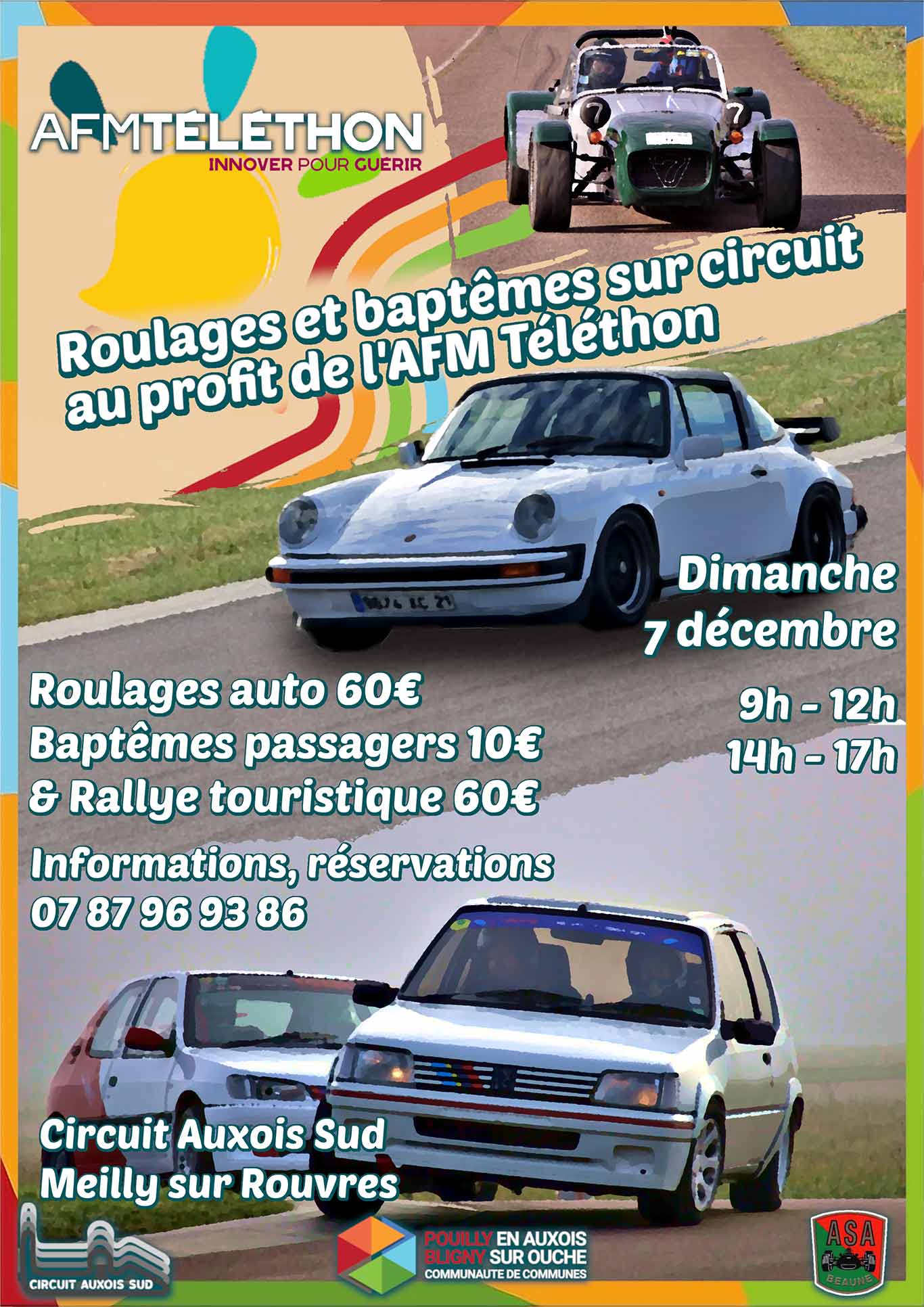 Affiche du Téléthon 2024 au Circuit de l'Auxois Sud