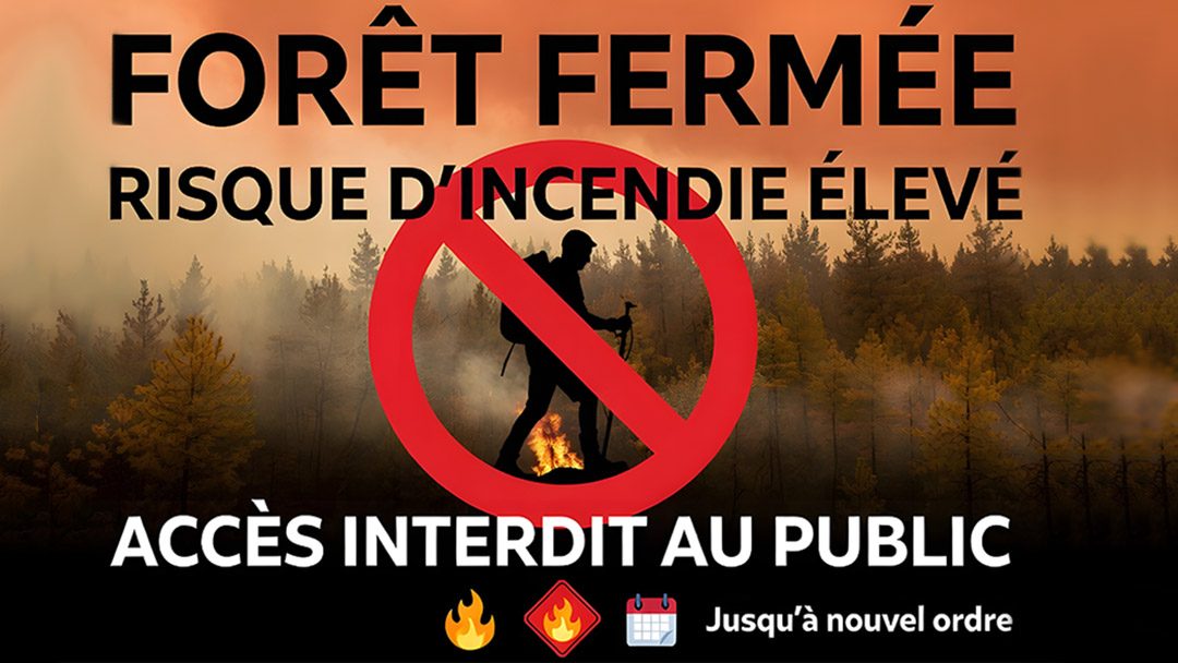 Affiche fermeture au publi de la forêt de Pierre Saux lié au risque d'incendie
